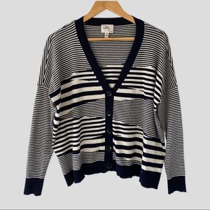 Milly Striped Boxy Button Cardigan Sweater M ($295)